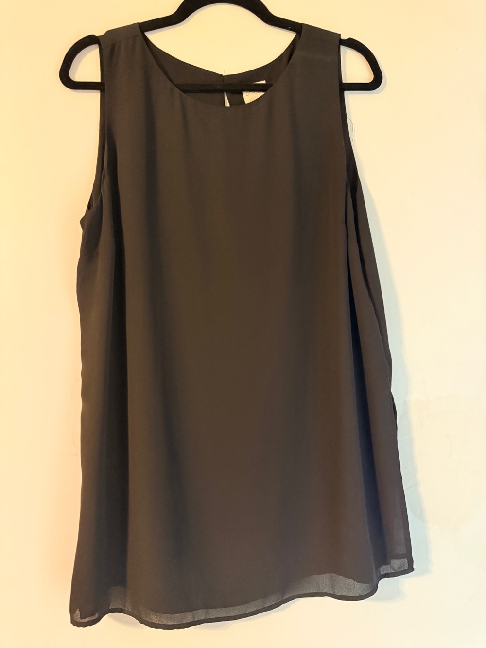 Chico’s Size 2 Black Sheer Tunic Sleeveless Layered Blouse